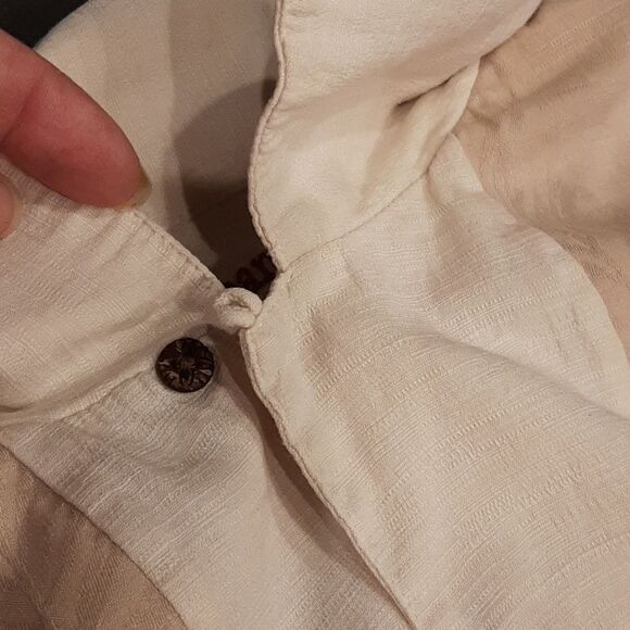 Caribbean Silk Cotton Beige Button-Down Shirt - Picture 9 of 11